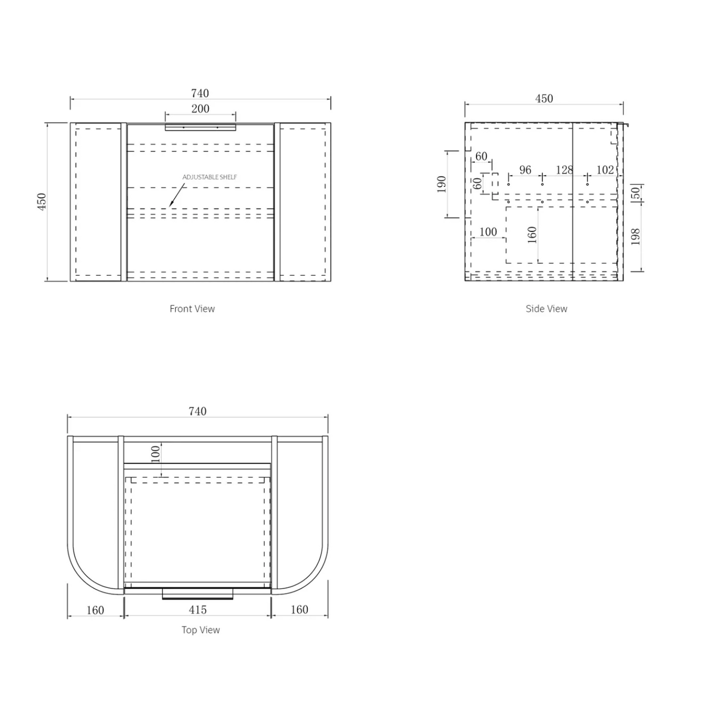 Bondi Matte White Fluted Curve Vanity - 750x450