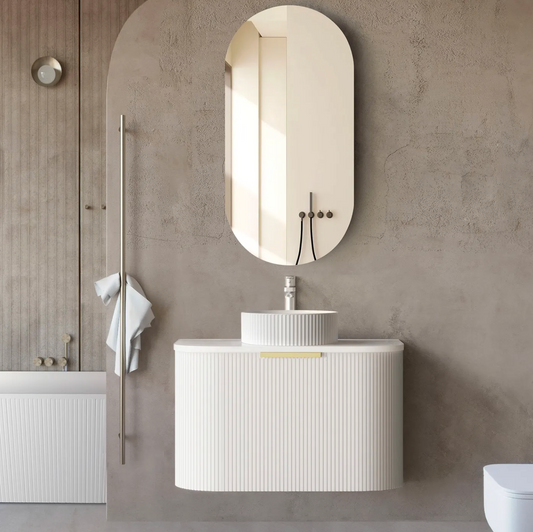 Bondi Matte White Fluted Curve Vanity - 750x450
