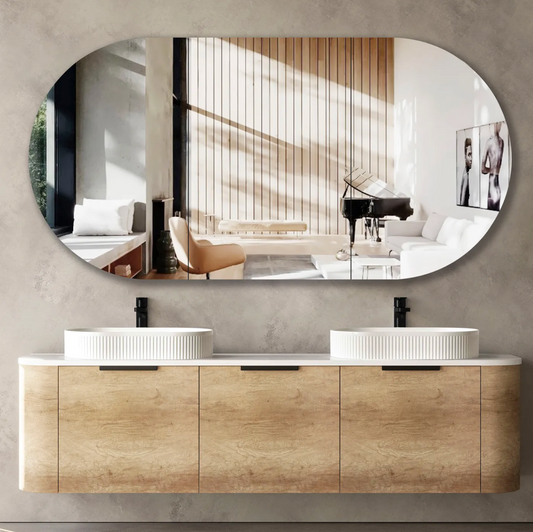 Bondi Natural Oak Curve Vanity - 1800x450
