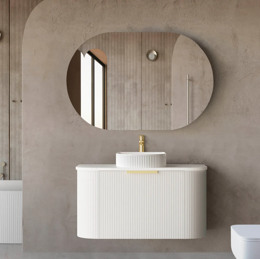 Bondi Matte White Fluted Curve Vanity - 900x450