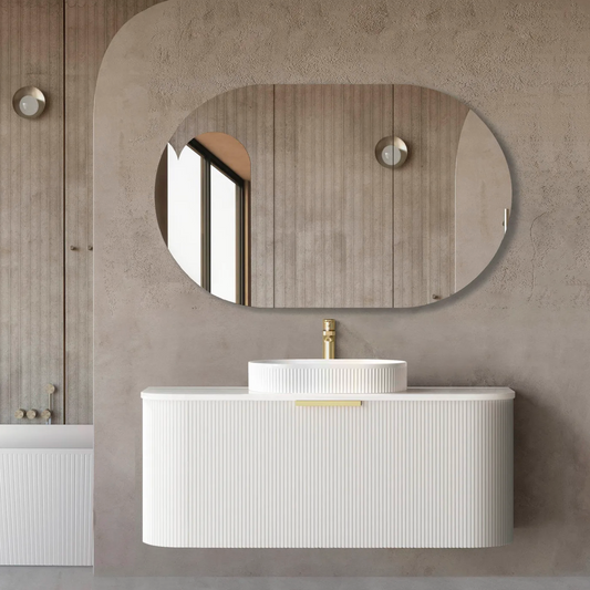 Bondi Matte White Fluted Curve Vanity - 1200x450