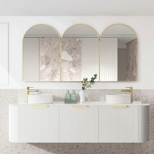 Bondi Matte White Fluted Curve Vanity - 1800x450