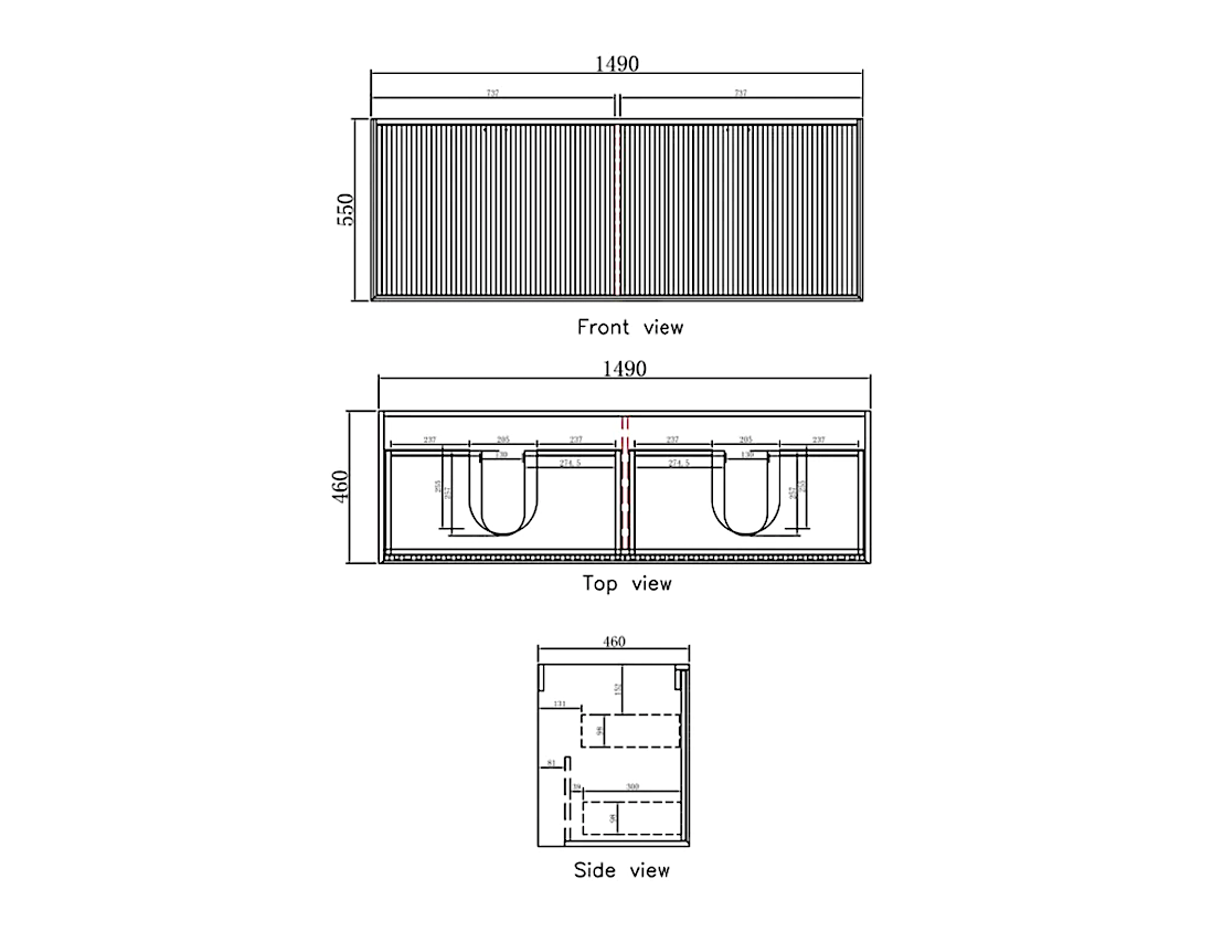 Marlo Matte Black Wave Board Vanity - 1500x460