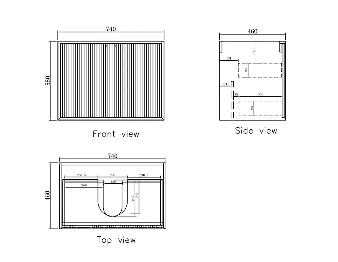 Marlo Matte Black Wave Board Vanity - 750x460