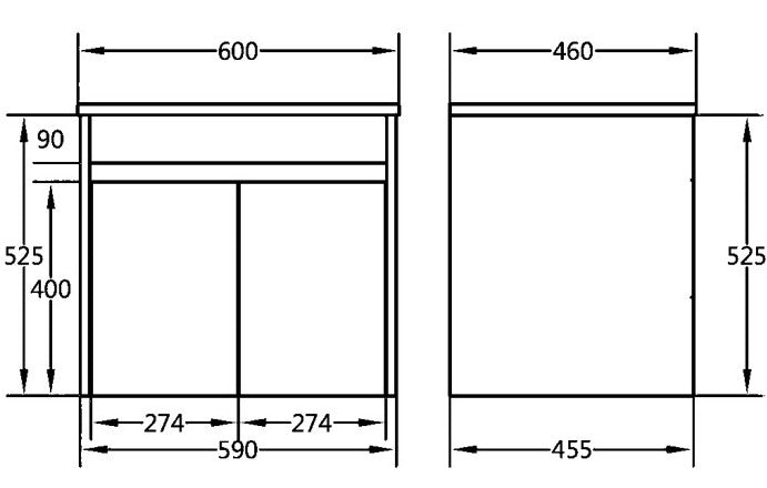 PVC Wall Hung Vanity - 600mm