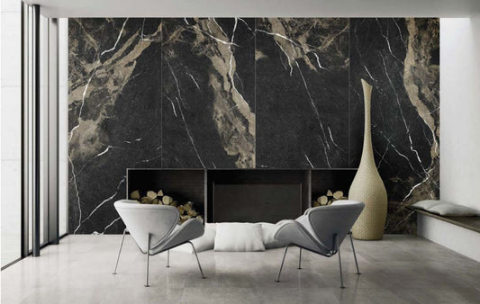Pierre Black Porcelain Tile - 2700x1200mm