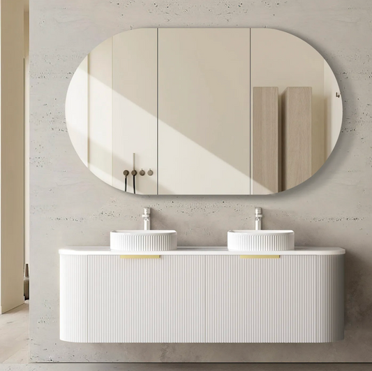 Bondi Matte White Fluted Curve Vanity - 1500x450