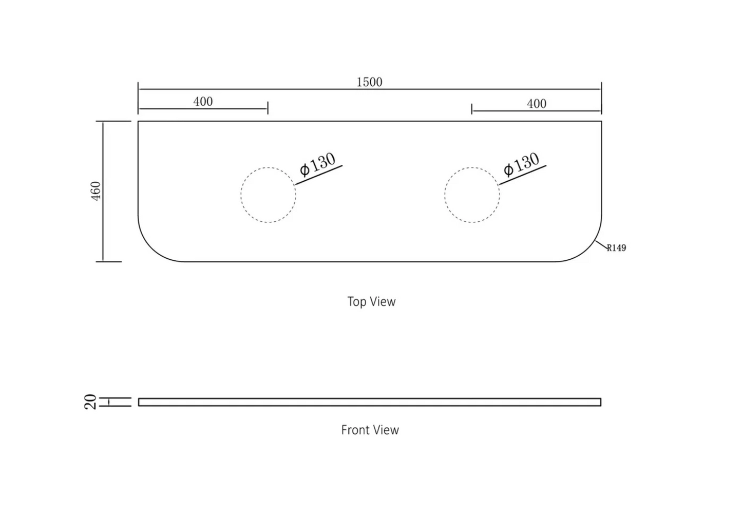 Bondi Matte White Fluted Curve Vanity - 1500x450