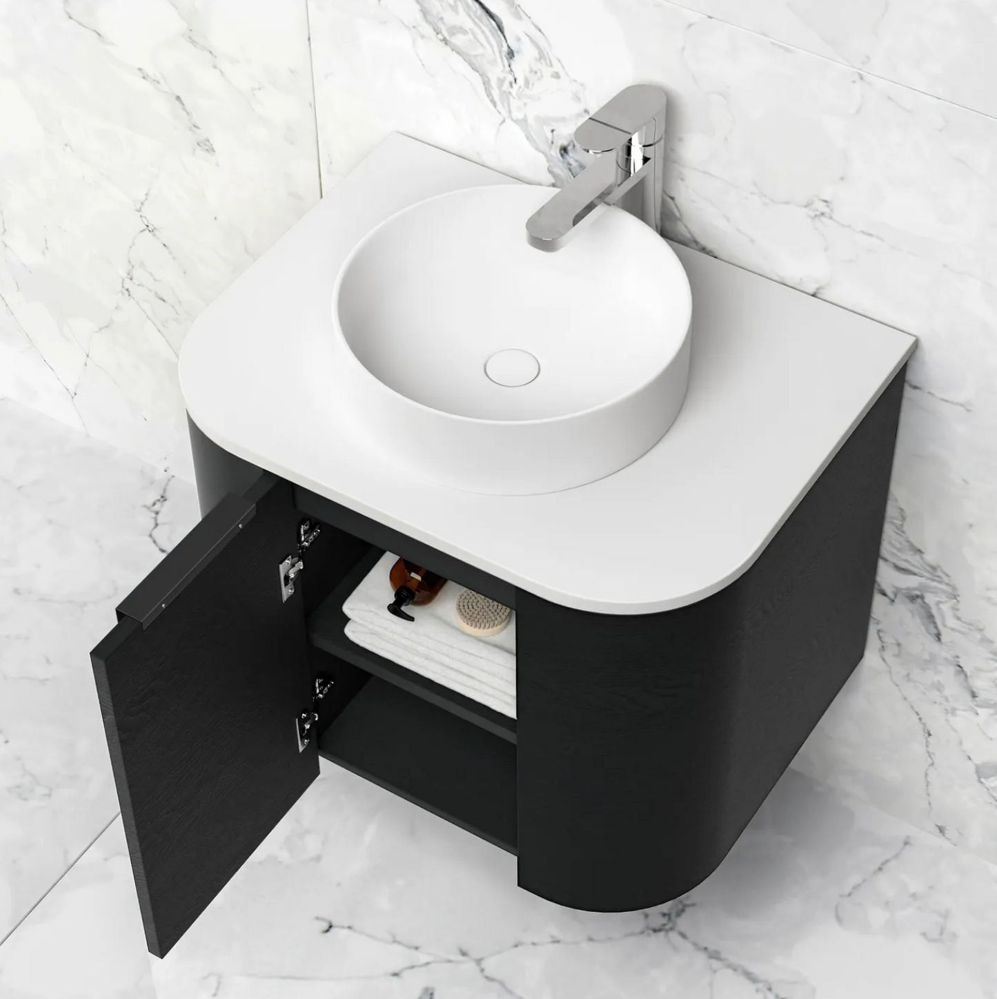 Bondi Black Oak Vanity - 600x450