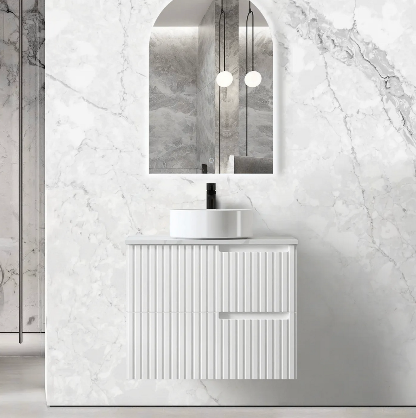Noosa Matte White Wave Board Vanity - 750x550