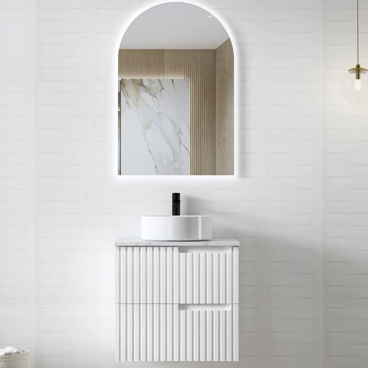 Noosa Matte White Wave Board Vanity - 600x550