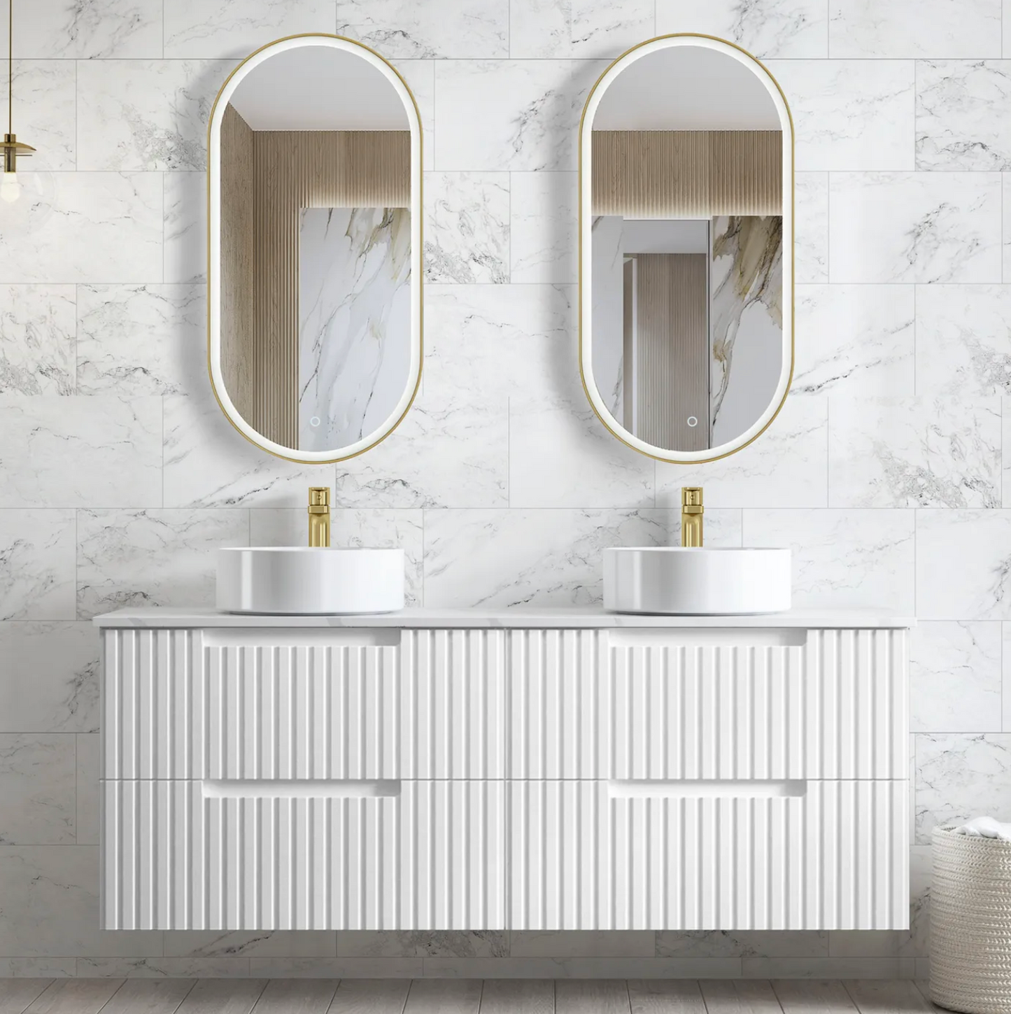 Noosa Matte White Wave Board Vanity - 1500x550