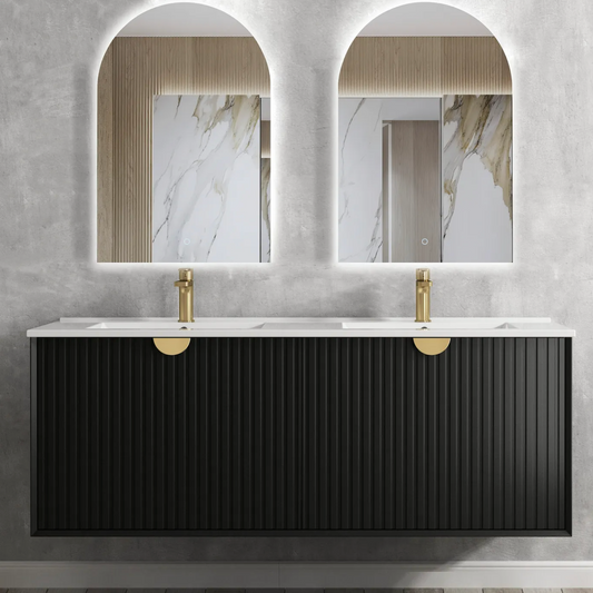 Marlo Matte Black Wave Board Vanity - 1500x460