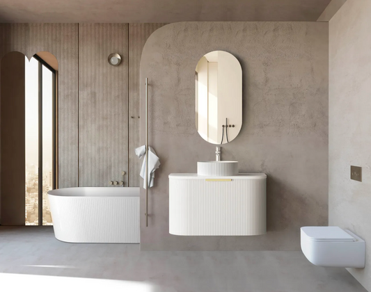 Bondi Matte White Fluted Curve Vanity - 750x450