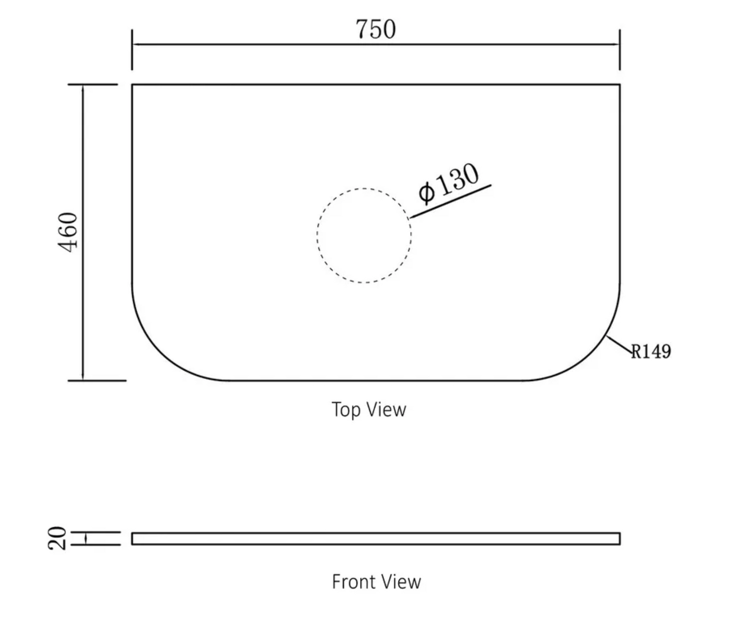 Bondi Black Oak Curve Vanity - 750x450