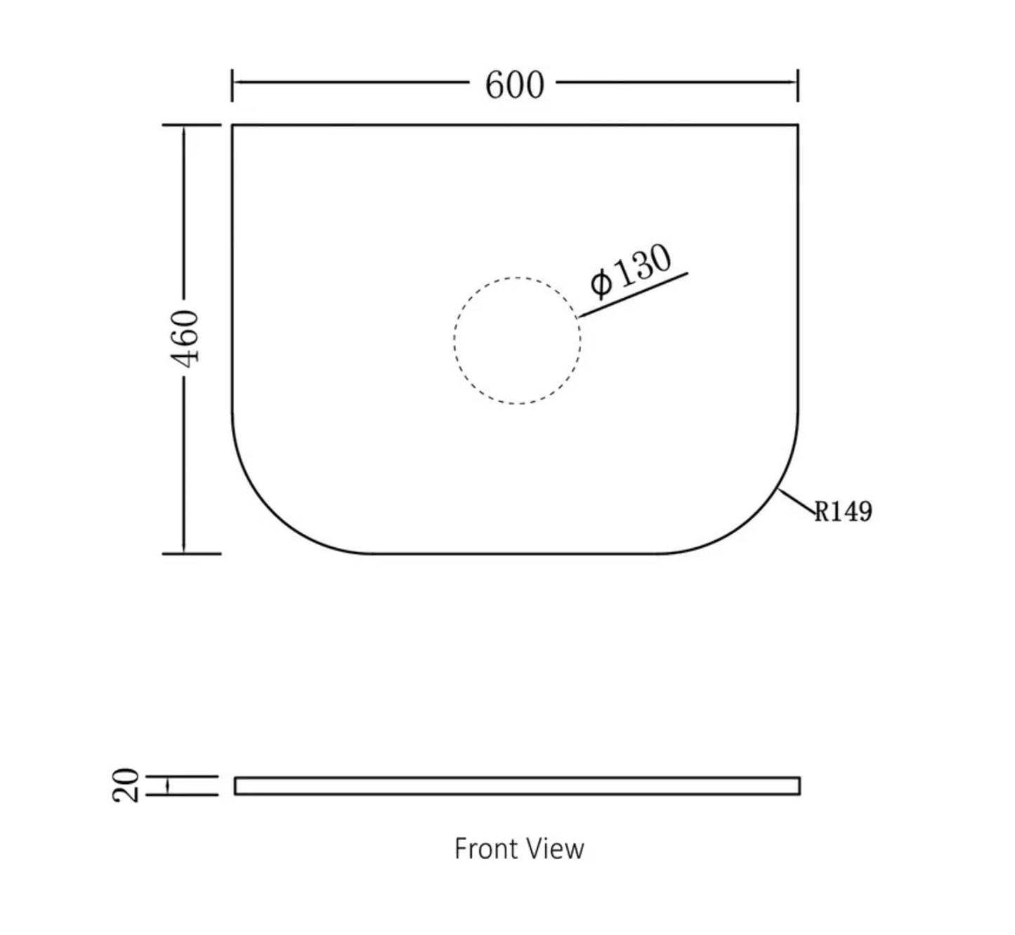 Bondi Black Oak Curve Vanity - 600x450