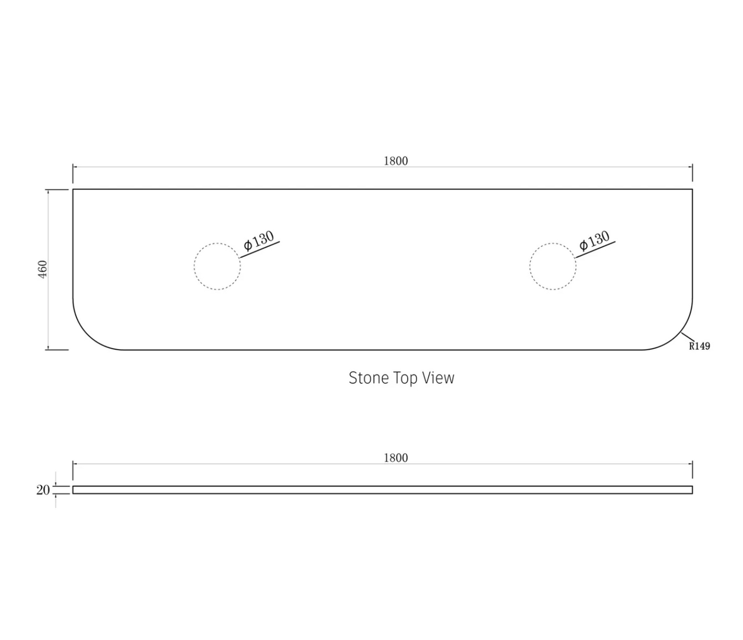 Bondi Matte White Fluted Curve Vanity - 1800x450