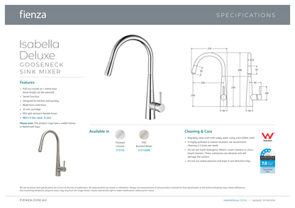 Isabella Deluxe Gooseneck Pull-Out Kitchen Mixer