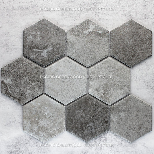 Mixed Colours Porcelain Glazed Hexagon