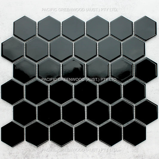 Black Gloss Porcelain Glazed Hexagon