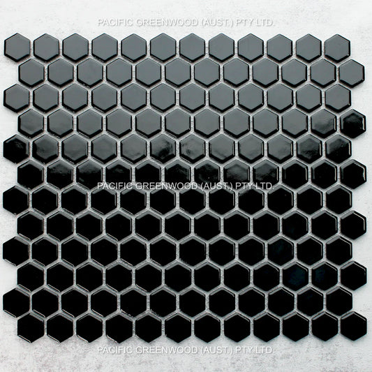 Black Gloss Porcelain Glazed Hexagon