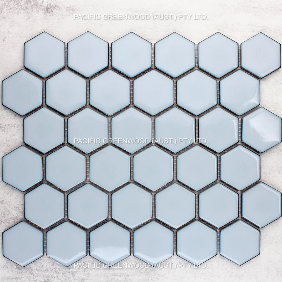 Antique Blue Gloss Glazed Hexagon