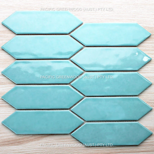 Light Green Gloss Porcelain Glazed Ripple Surface Arrow