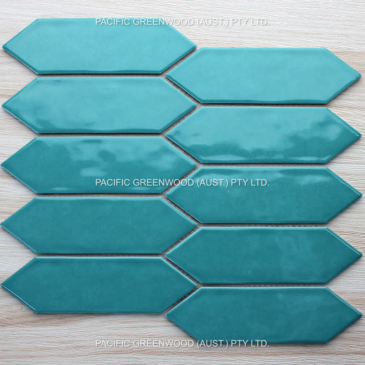 Dark Green Gloss Porcelain Glazed Ripple Surface Arrow