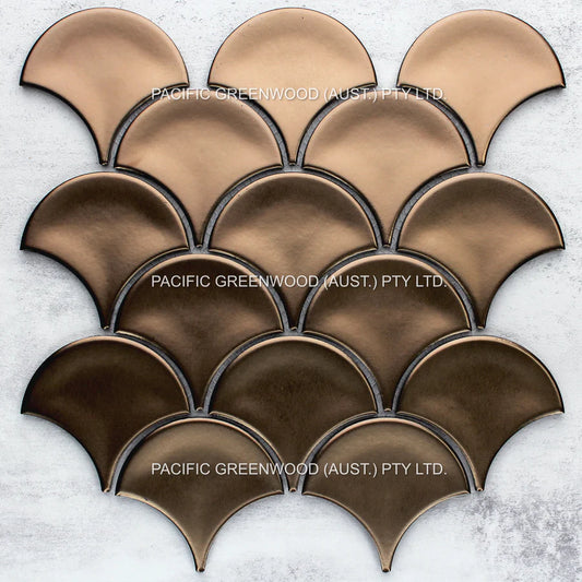 Bronze Metal Plated Matte Glazed Porcelain Fish scale