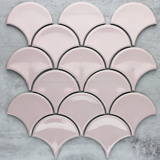 Pastel Pink Gloss Glazed Porcelain Fish scale