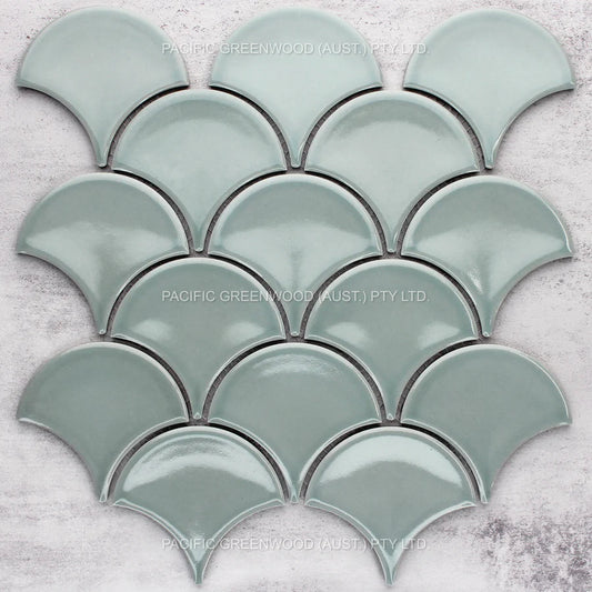 Foam Light Green Gloss Glazed Porcelain Fish scale