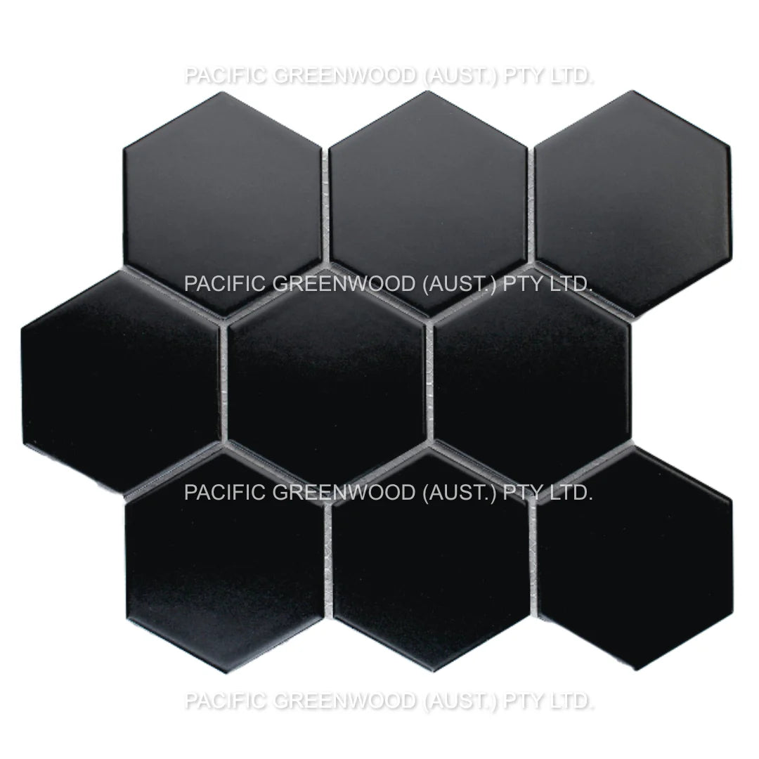 Black Matte Porcelain Glazed Hexagon