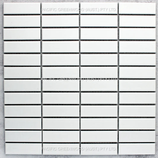 White Matte Porcelain Glazed Rectangle - 23x73mm