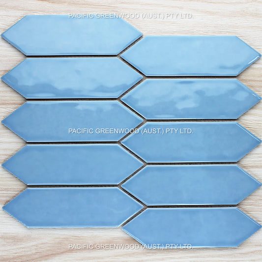 Light Blue Gloss Porcelain Glazed Ripple Surface Arrow