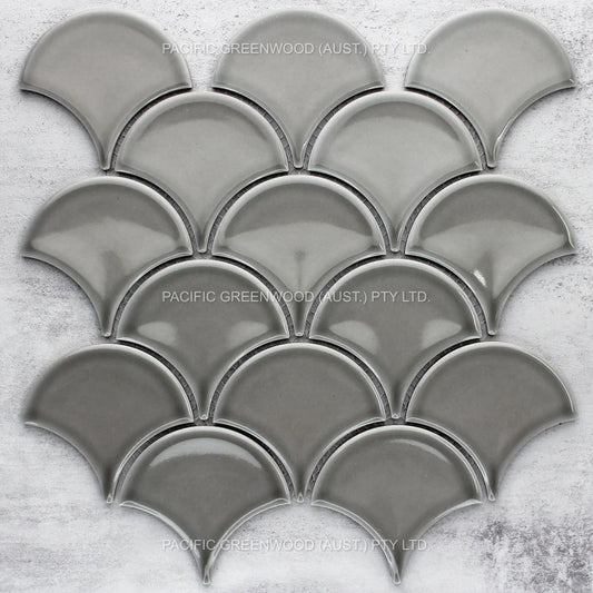 Ash Grey Gloss Glazed Porcelain Fish scale