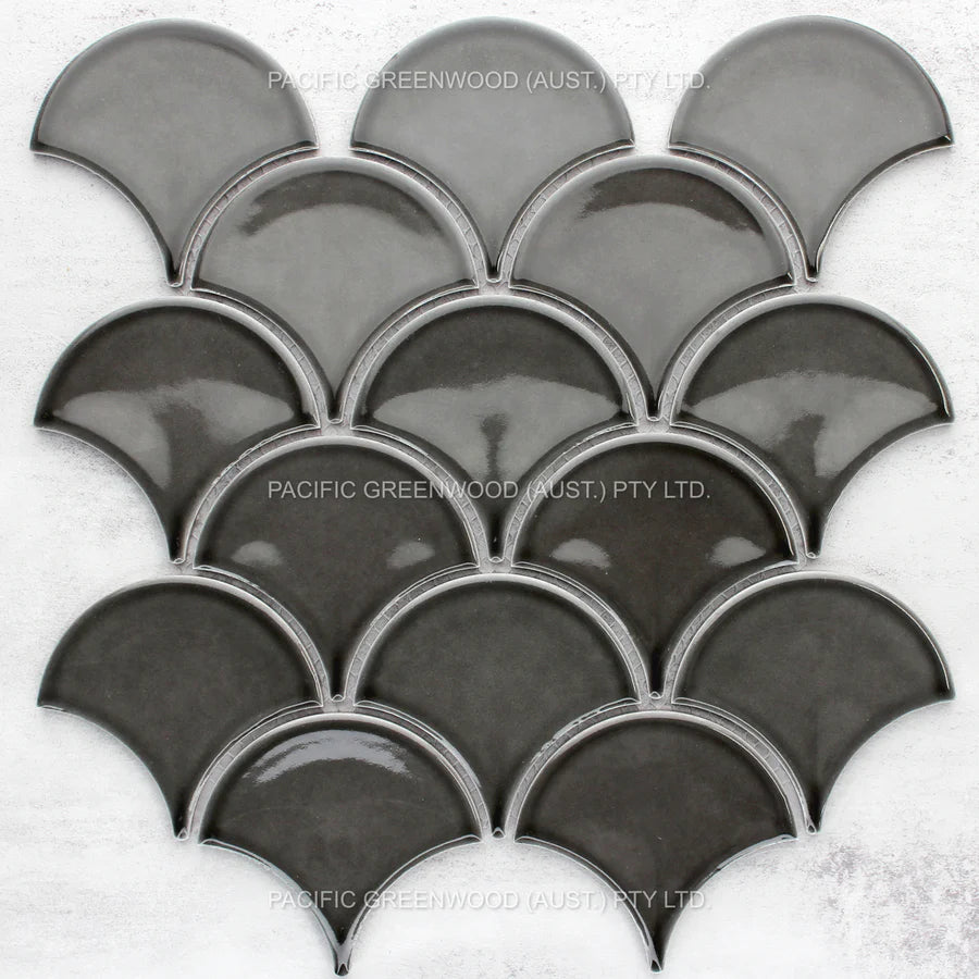 Charcoal Gloss Glazed Porcelain Fish scale