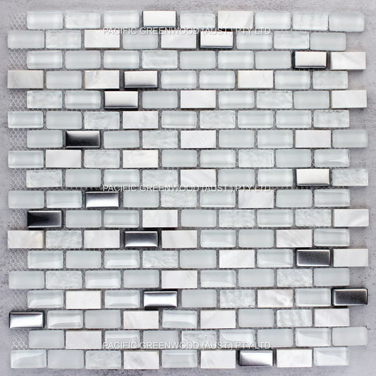 Stone, Shell and Stainless Steel - White (Brick Pattern)