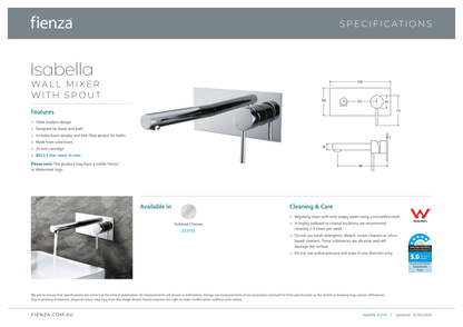 Isabella Wall Mixer With Spout