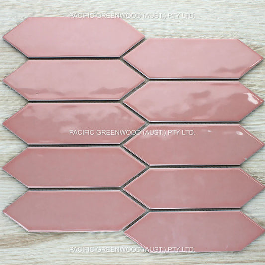 Salmon Pink Gloss Porcelain Glazed Ripple Surface Arrow