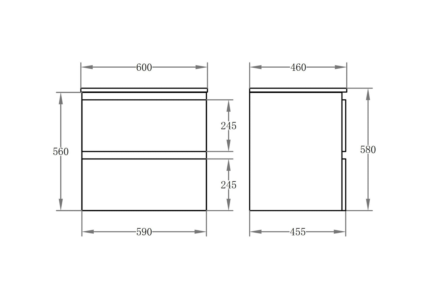 Riva Series - PVC Wall Hung Vanity (SB) - 600x460x580