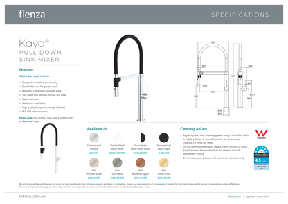 Kaya Pull-Down Kitchen/Laundry Sink Mixer