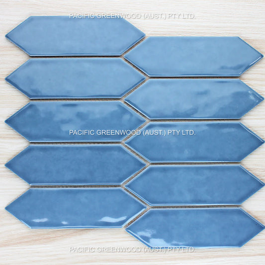 Denim Blue Gloss Porcelain Glazed Ripple Surface Arrow