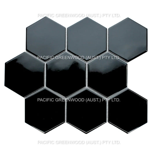 Black Gloss Porcelain Glazed Hexagon