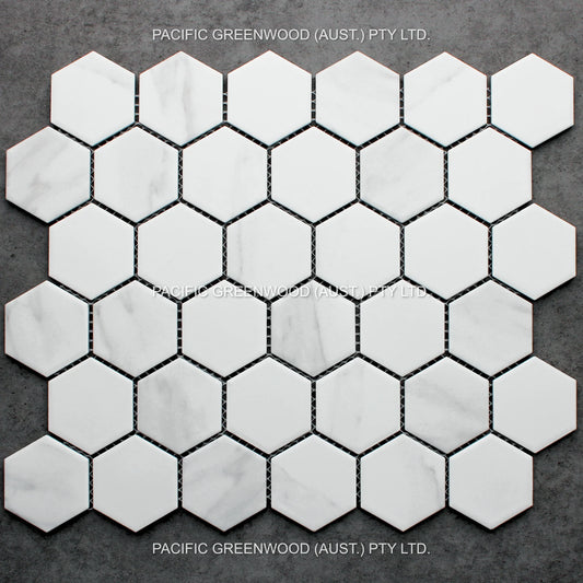 Carrara Look Matte Porcelain Glazed Hexagon