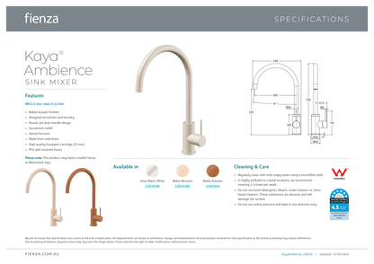 Kaya Ambience Kitchen/Laundry Sink Mixer