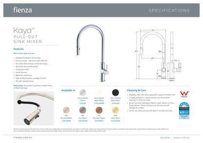 Kaya Pull-Out Kitchen/Laundry Sink Mixer