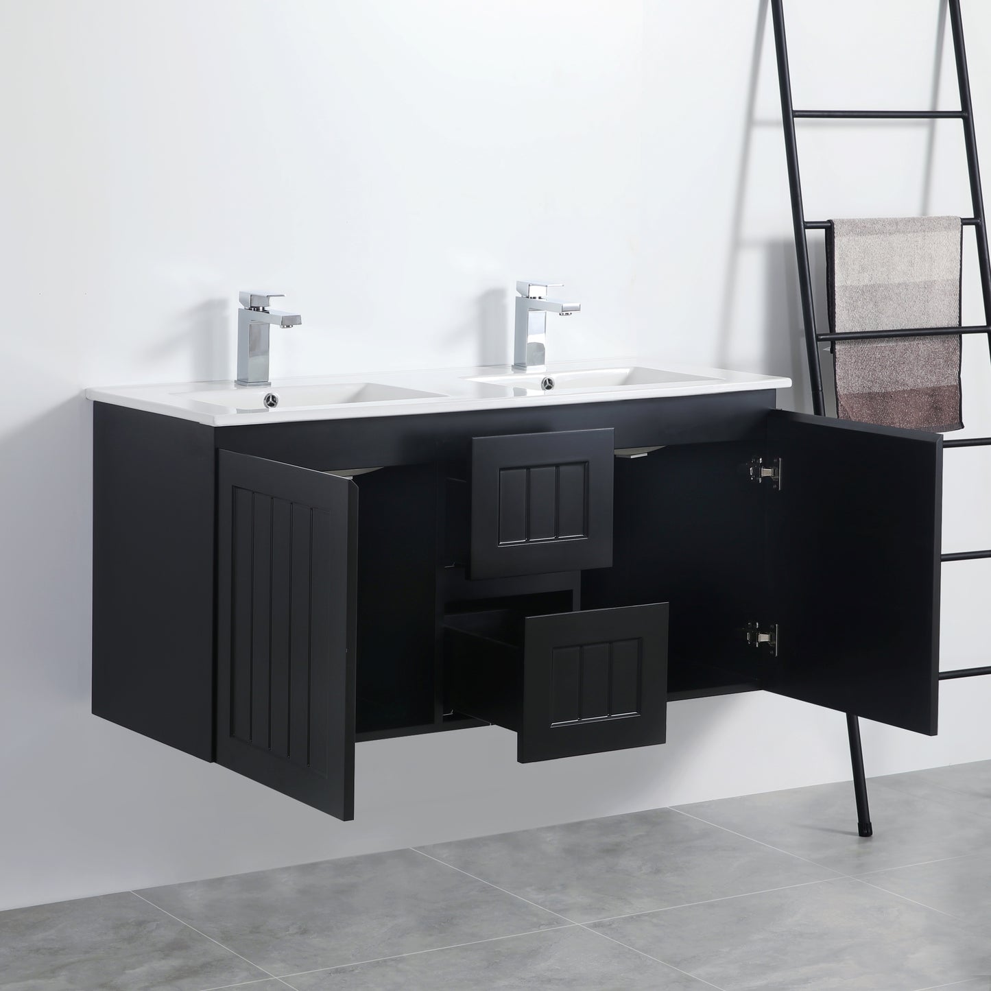 Acacia Wall Hung PVC Vanity - 1200mm Double Bowl