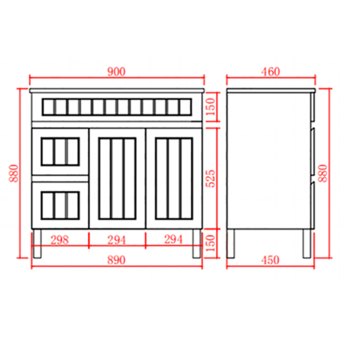 Acacia Freestanding PVC Vanity - 900mm