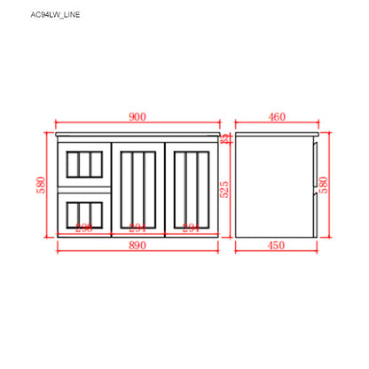 Acacia Wall Hung PVC Vanity - 900mm