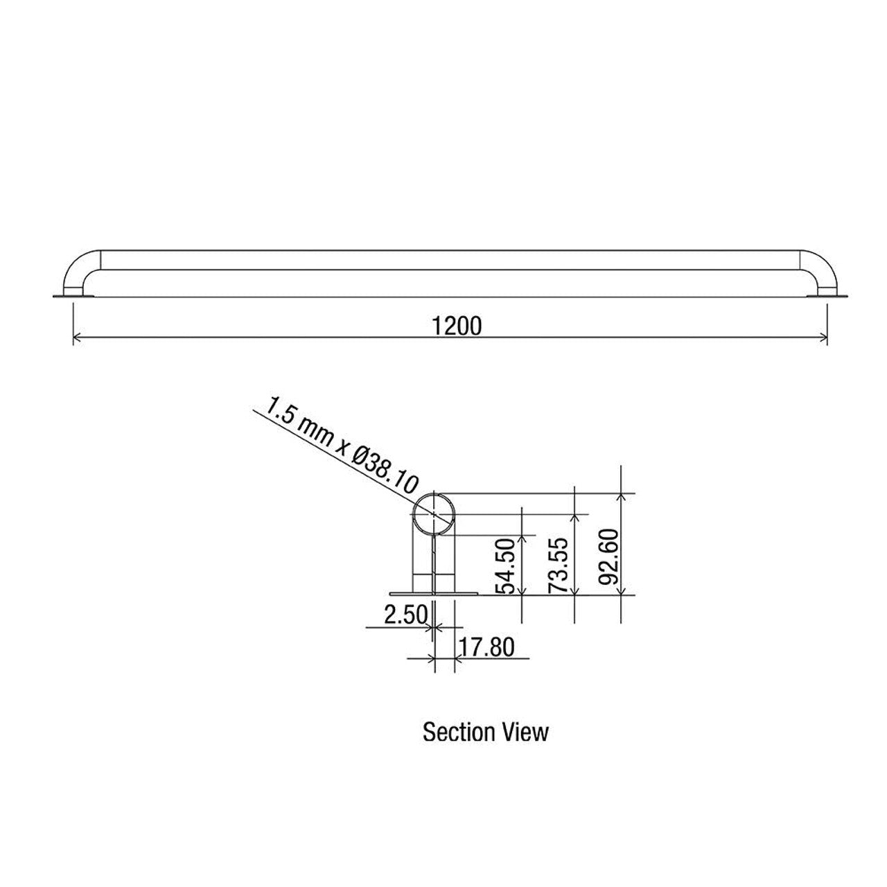 Anti-Ligature Vertical Grab Rail